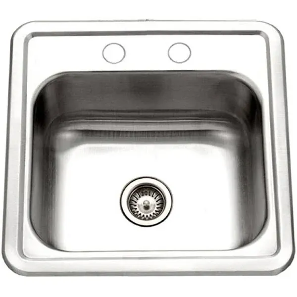 Houzer Hospitality Series Topmount Stainless Steel 2-Hole Bar/Prep Sink, Silver