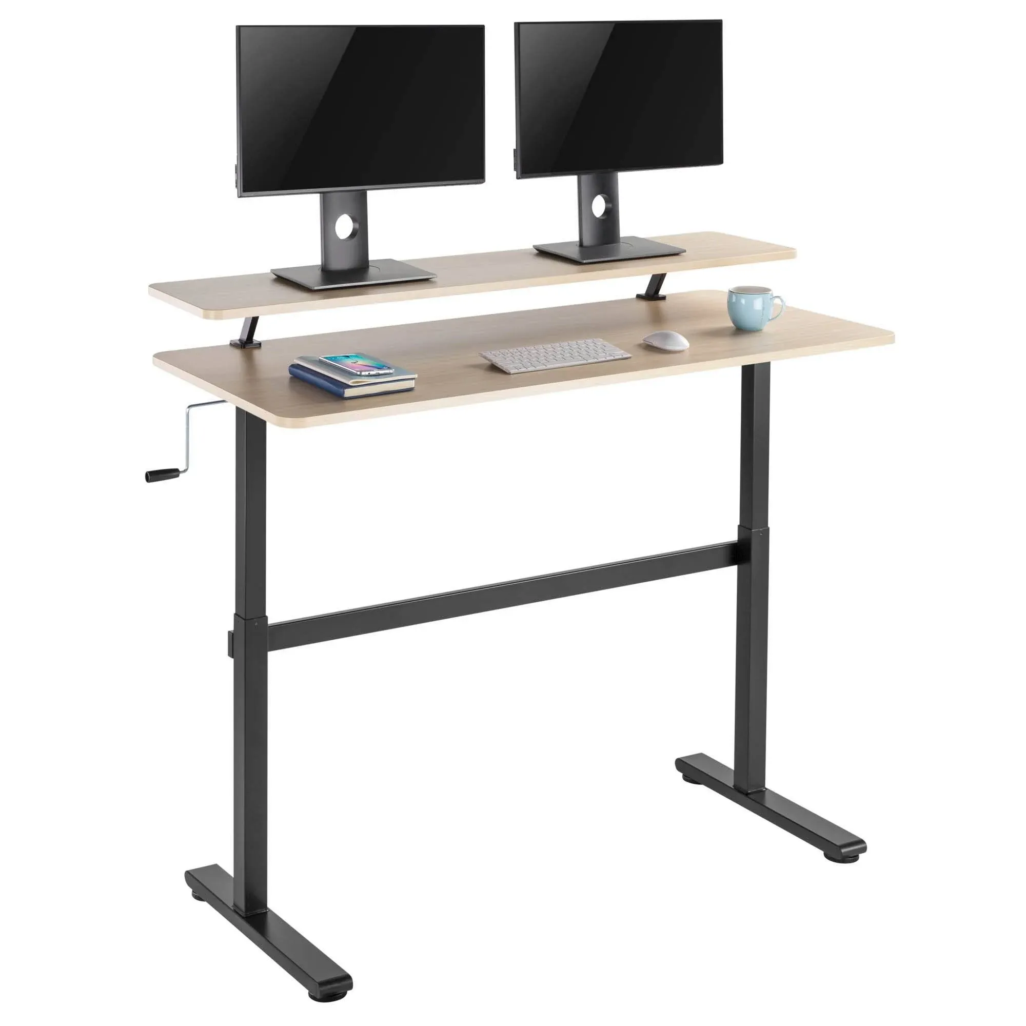 Tranzendesk | 55 Inch Standing Desk with Clamp on Shelf &amp; Detachable Wheels | Cr