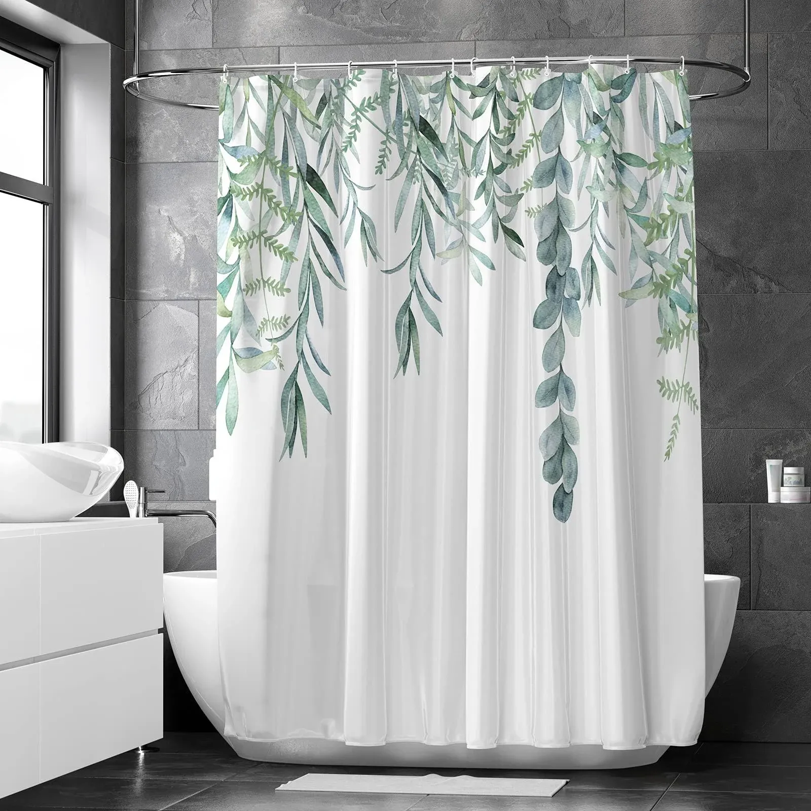 Muuyi Shower Curtain, Green Shower Curtain for Bathroom, Plant Shower Curtain ...