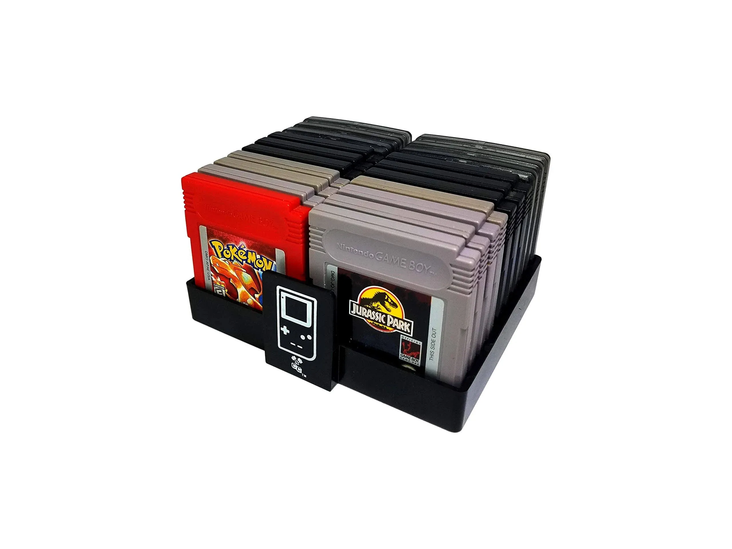 Black, Gameboy Compatible Game Organizer, Holds 20 Games, Cartridge Holder, Retro Video Game Collection, Clutter Reducing, Works with Nintendo Gameboy Gameboy Advance, Gameboy Color