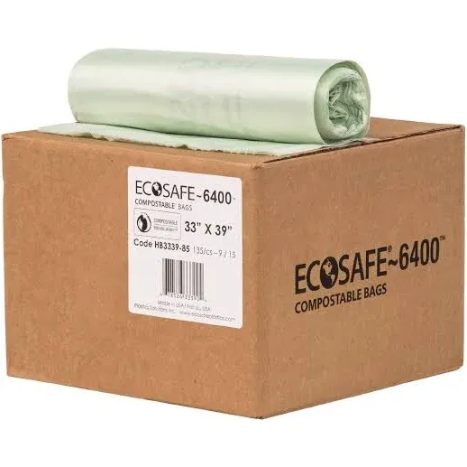 EcoSafe-6400 Hb3339-8 Compostable Trash Bag, 35 Gal