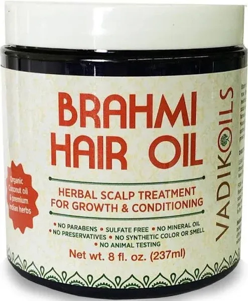 Brahmi Hair Oil by Vadik Herbs All Natural Herbal Hair Oil for Hair Growth, 8 oz