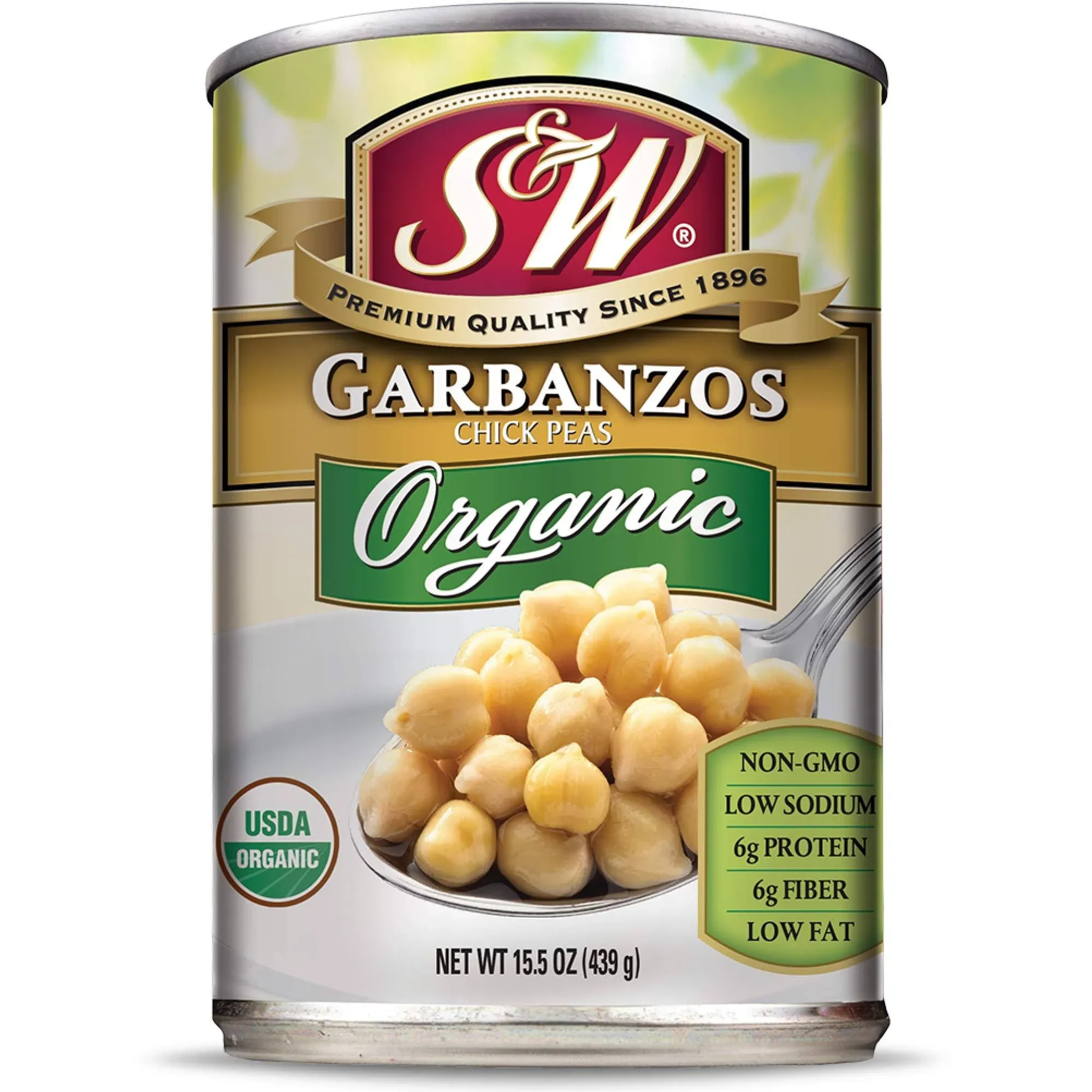 S &amp; W Organic Garbanzo Beans (12 Pack) (15 Ounce Can)