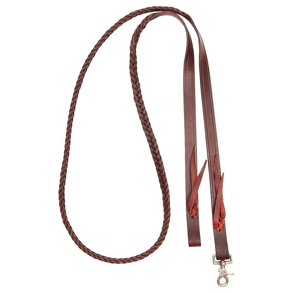 74CE 3/4 In Martin Saddlery Horse Latigo Leather Roping Rein 5 Plaits Chocolate