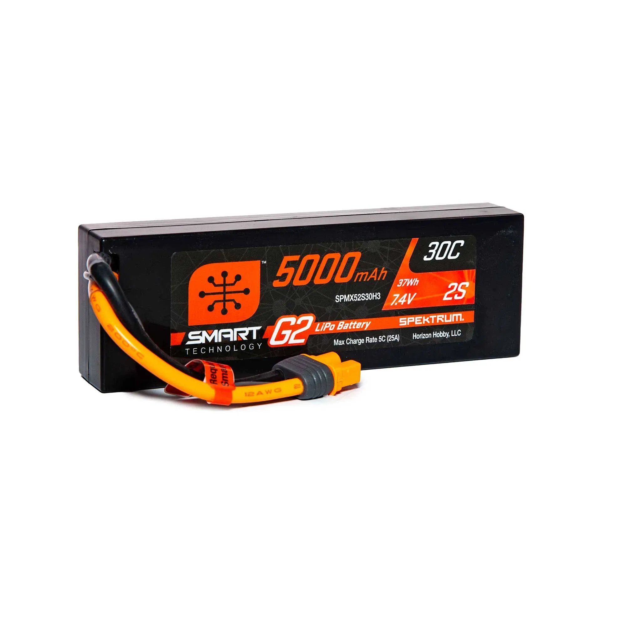 Spektrum 5000mAh 2S 7.4V Smart G2 Lipo 30C Hard CASE; IC3 SPMX52S30H3