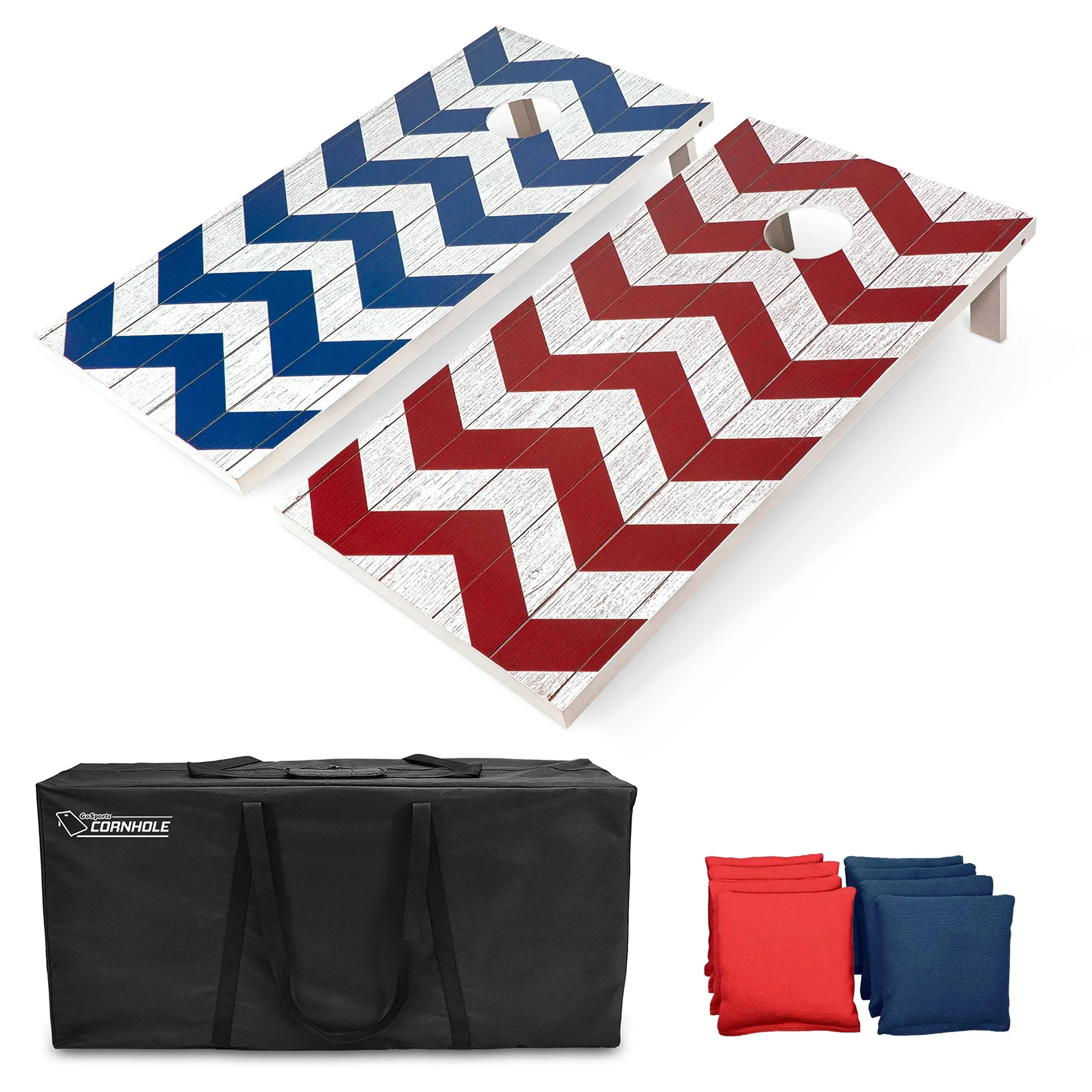 GoSports Classic Cornhole Regulation Size Bean Bag Backyard Lawn Game, Chevron