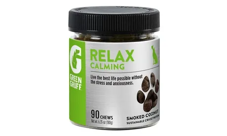 Green Gruff - RELAX Calming Dog Chews - 1 Jar - 90 Soft Chews