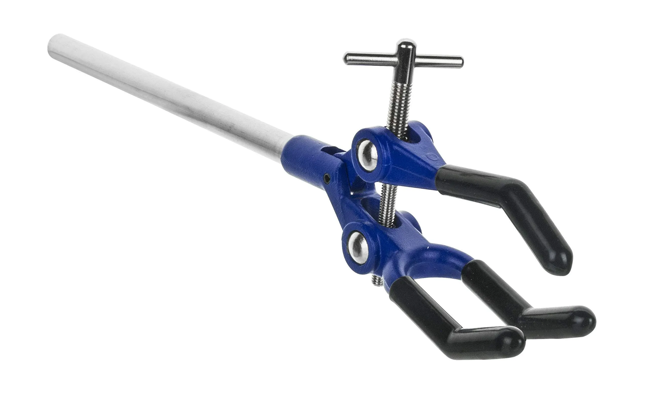 3 Finger Lab Clamp on Rod, Vinyl Coated, 4.125" 10.5 cm Maximum Clamp Opening -