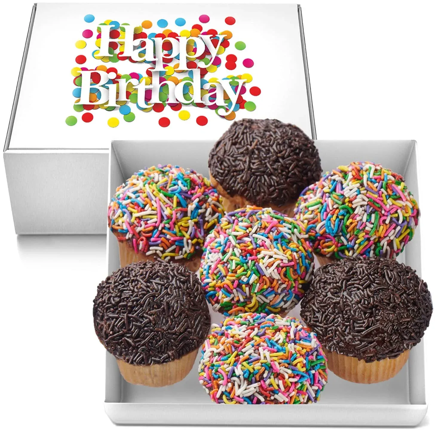 Happy Birthday Cupcakes Large Gift Basket Rainbow Sprinkle Chocolate Sprinkle | 7 ...