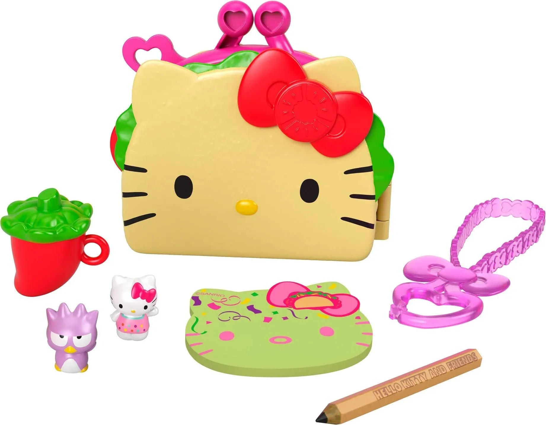 Hello Kitty Taco Party Compact Playset with 2 Sanrio Minis Figures, Stationery ...