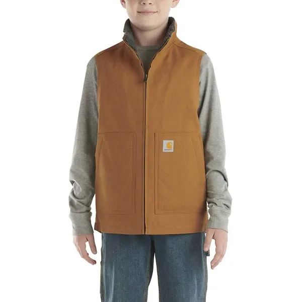 Boys' Carhartt Canvas Sherpa Lined Vest 2XSmall Brown