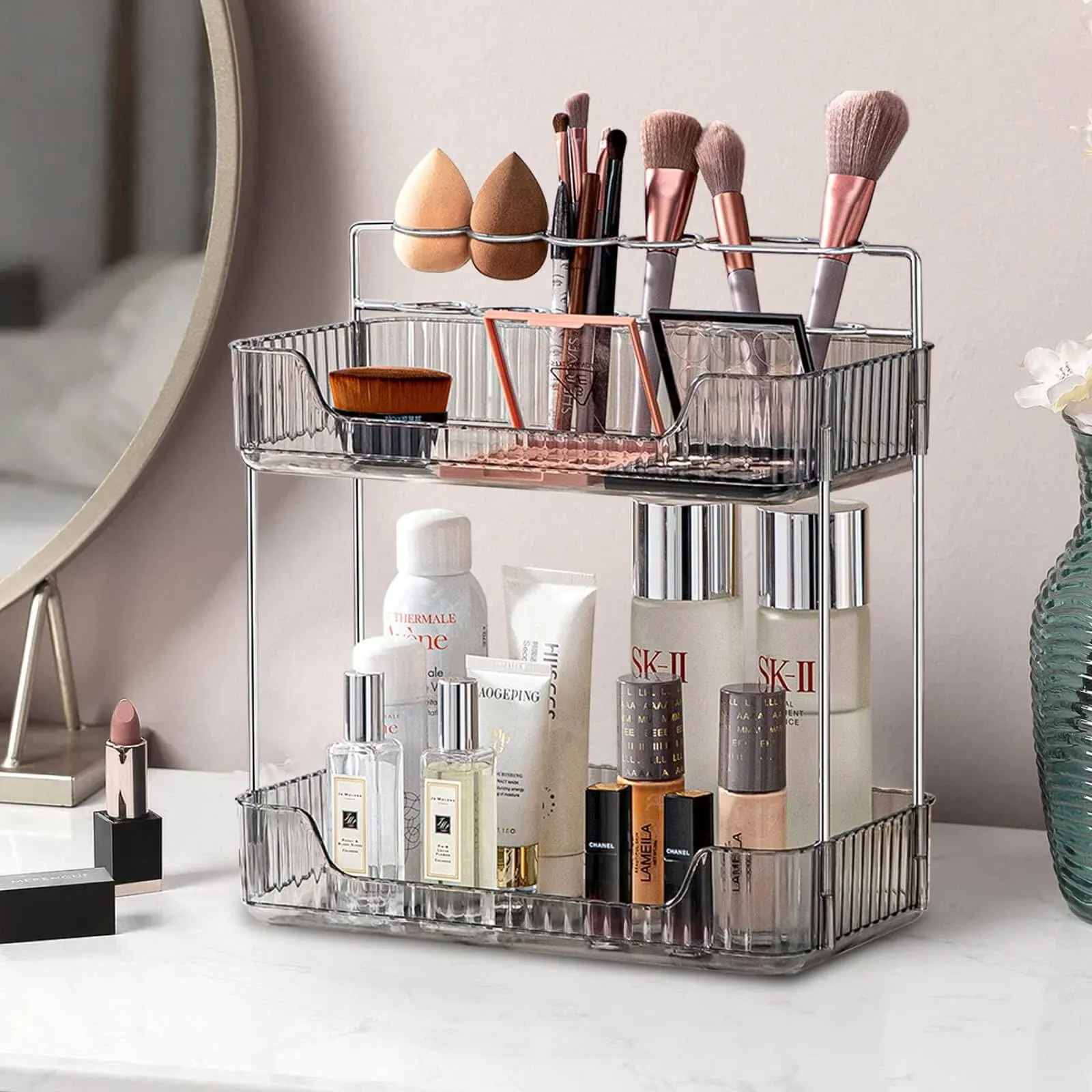 Fentwn Makeup Organizer for Vanity - Large Capacity Skincare Organizers and S...