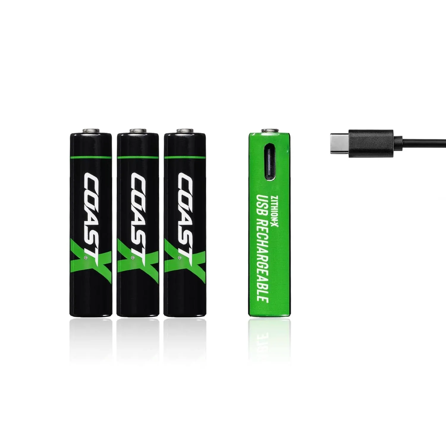 Coast Zithion-X AAA Rechargeable Lithium-Ion Batteries with USB-C Port