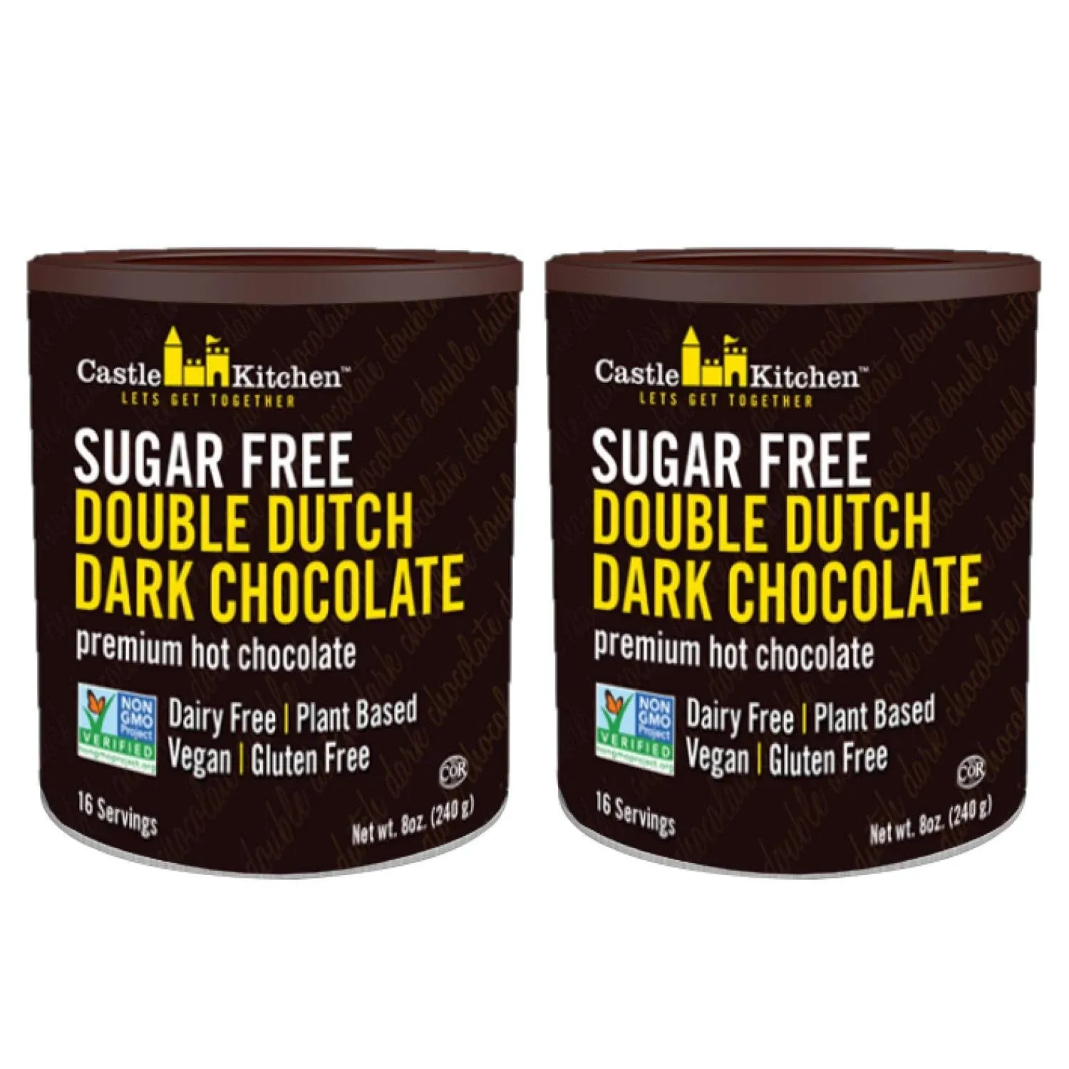 Sugar Free Double Dutch Premium Dark Hot Chocolate Mix (2 Pack, 16oz Total) -...