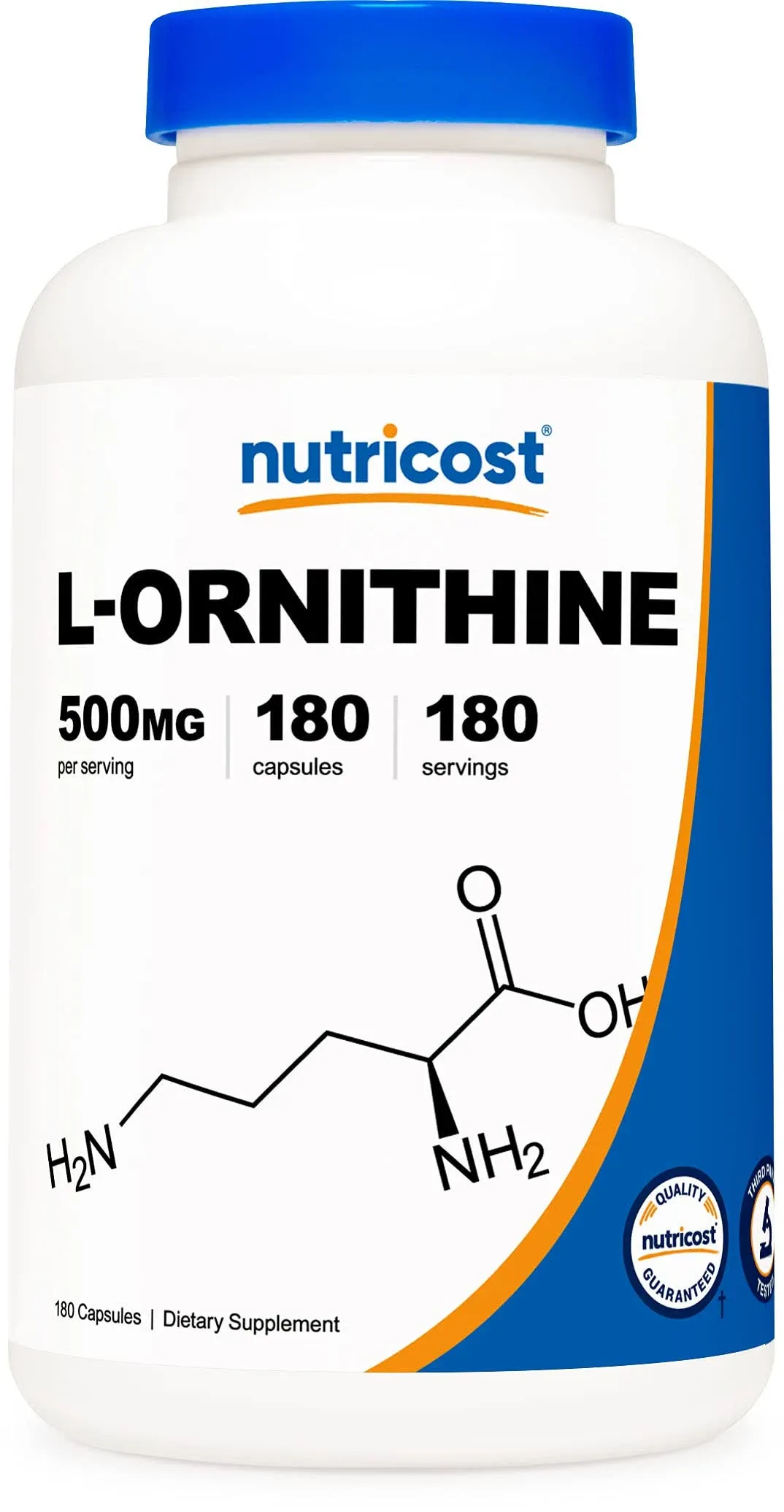 Nutricost L-Ornithine 500mg, 180 Capsules