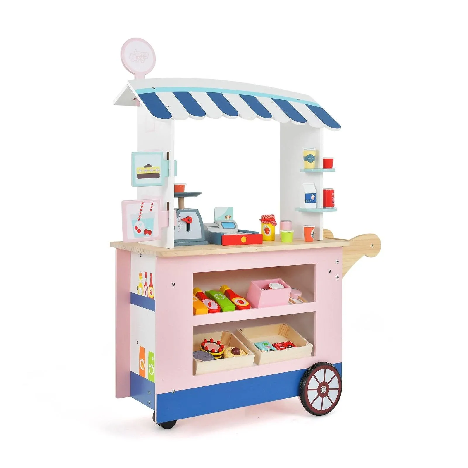 Costway Kids Snacks & Sweets Food Cart Kids Toy Cart Play Set