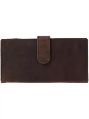 Ctm Men's Vintage Leather Rfid Checkbook Cover Wallet With Snap Closure, Brown