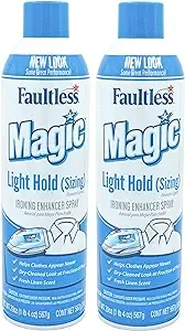 MAGIC Sizing Spray Light Body – No Flaking or Clogging! Light Ironing Spray – 20oz Wrinkle Iron Spray for Clothes (Pack of 2) – Fresh Linen Scent Finishing Spray