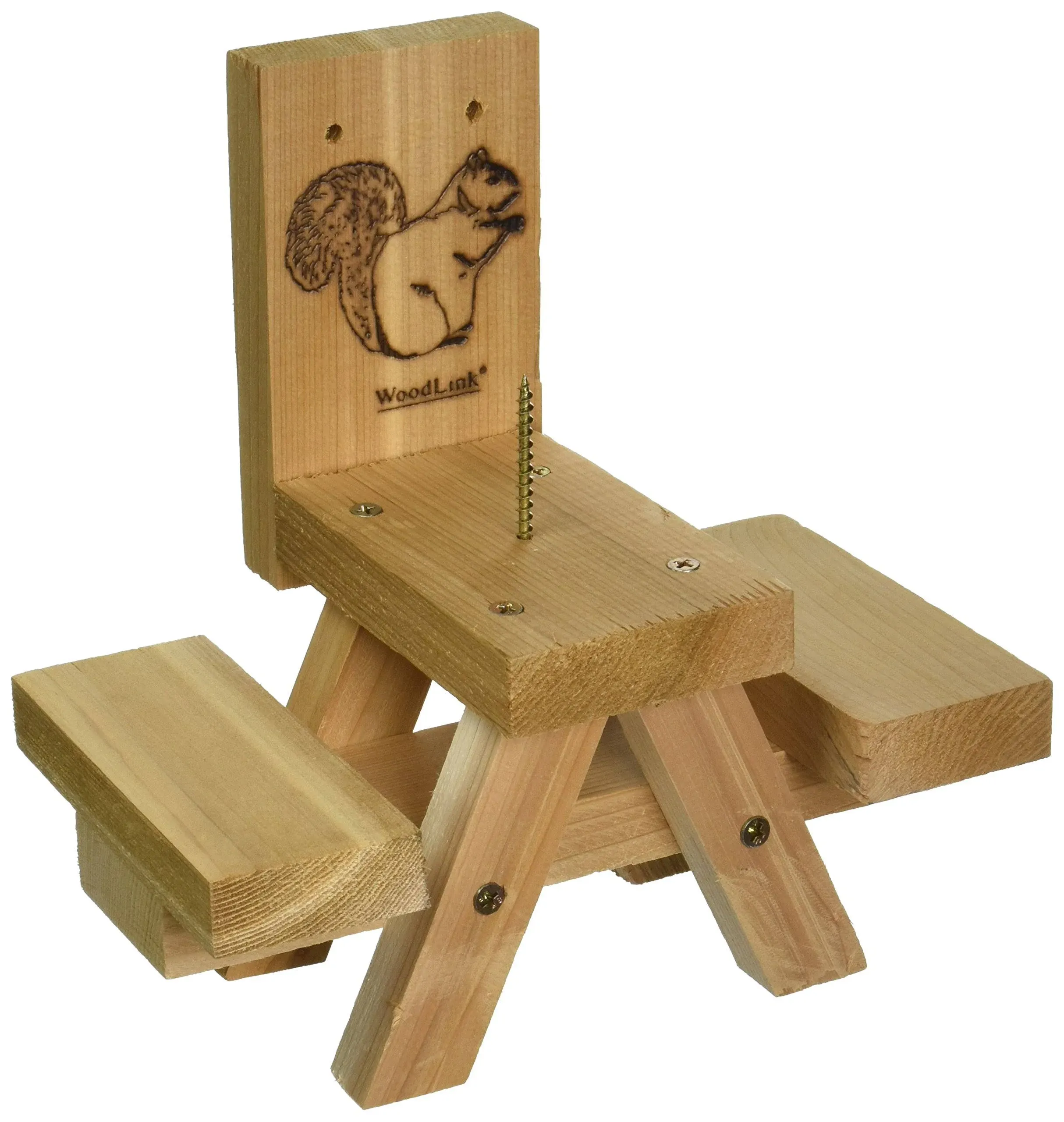 YOUEON Wooden Squirrel Feeder with Corn Holder, Squirrel Picnic Table Feeder with Bench and Plank Squirrel Feeder Table Stable Squirrel Feeders for Outside, Garden, Yard, Holding Nuts, Fruits, Berries