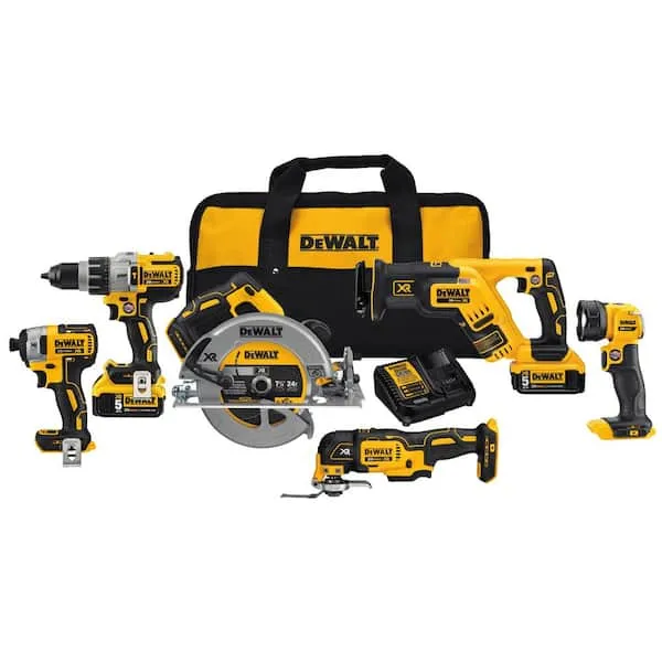 DEWALT 20V MAX Power Tool Combo Kit, 6-Tool Cordless Power Tool Set with 2 Batteries and Charger (DCK694P2), Yellow