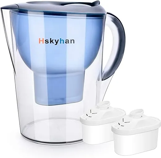 Alkaline Water Filter Pitcher - 3.5 Liters Improve PH, 2 Filters Included, BPA Free, 7 Stage Filteration System to Purify, Blue