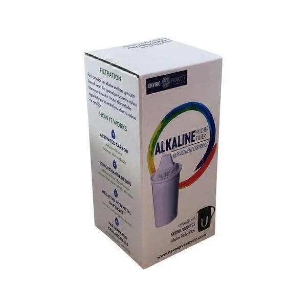 New Wave Enviro Products Alkaline Pitcher Filter Replacement Cartridge, Single Replacement, 64 Gallon Filter Life, White