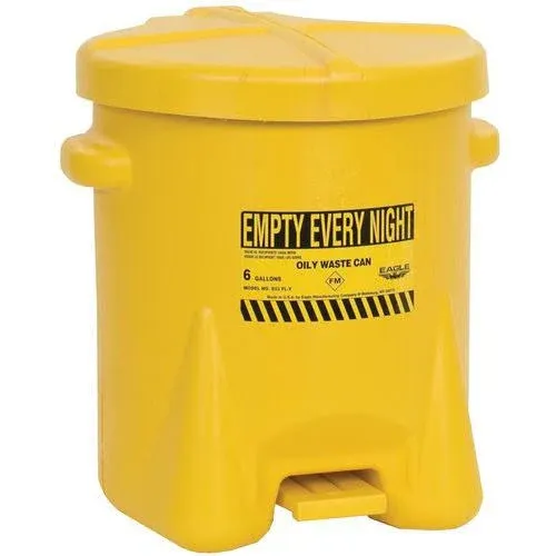 Eagle 6 Gallon Polyethylene Oily Waste Safety Can with Foot Lever