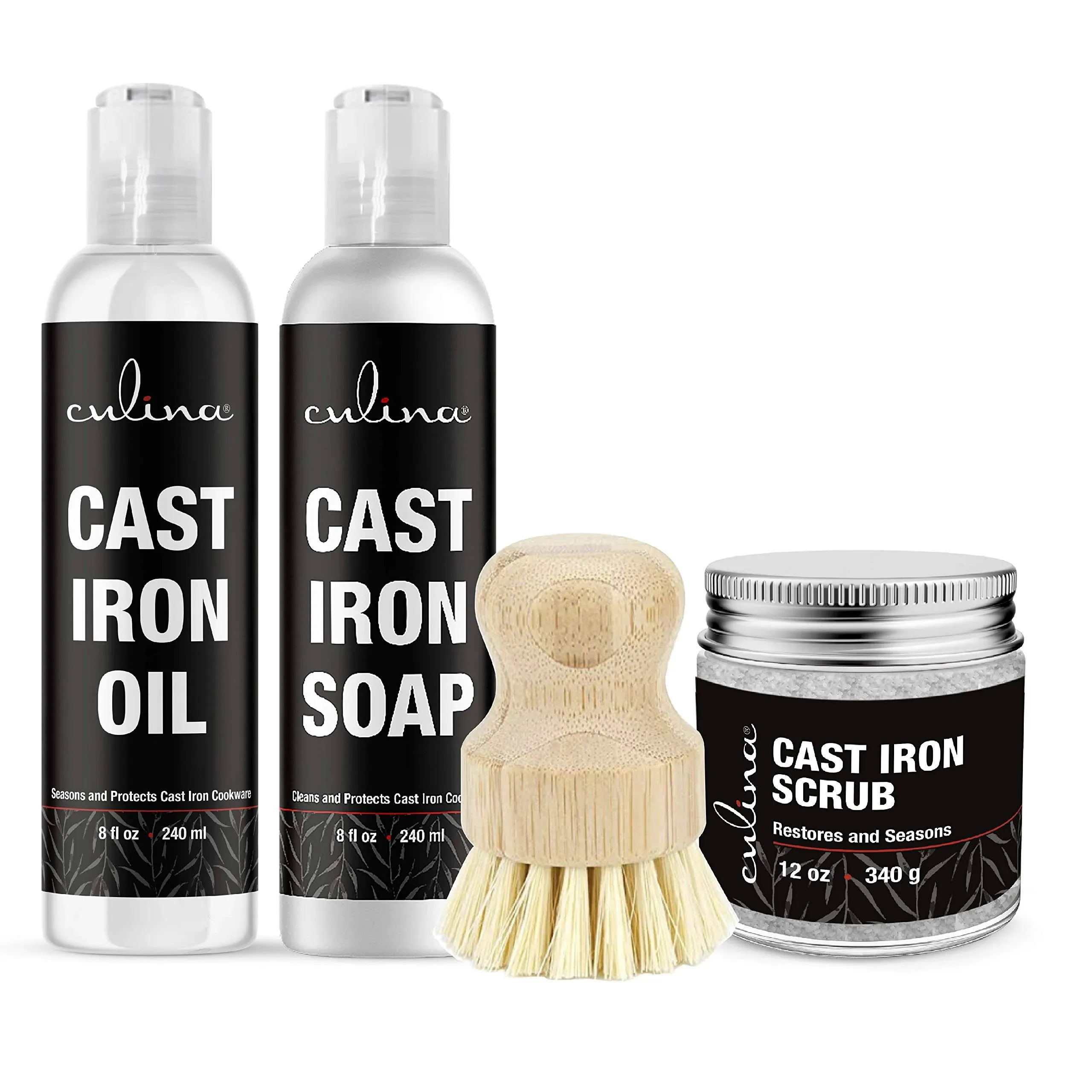 Culina Cast Iron Oil 8 oz. &amp; Cast Iron Scrub 12 oz. SET FREE SHIPPING