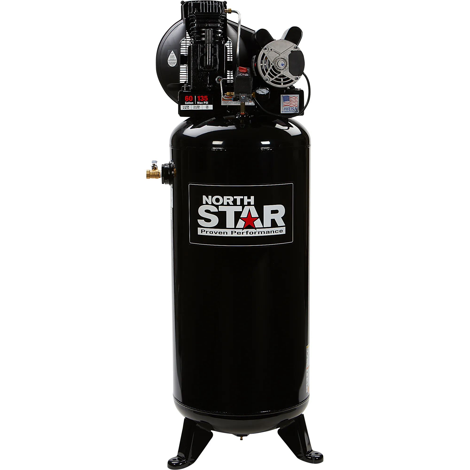 NorthStar Electric Air Compressor, 3.7 HP, 230 Volt, 1 Phase, 60-Gallon Vertical Tank