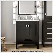 Eviva Espresso Bathroom Vanity - Freestanding 30 Inch Vanity with Sink and Countertop - Modern Bathroom Cabinet- Small Bathroom Vanity with Sink Finish and Porcelain Vanity Sink