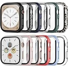 12 Pack Case for Apple Watch Series 9 & Series 8&7 41mm with Tempered Glass Screen Protector, Haojavo PC Hard Ultra-Thin Scratch Resistant Bumper Protective Cover for iWatch 41mm Accessories