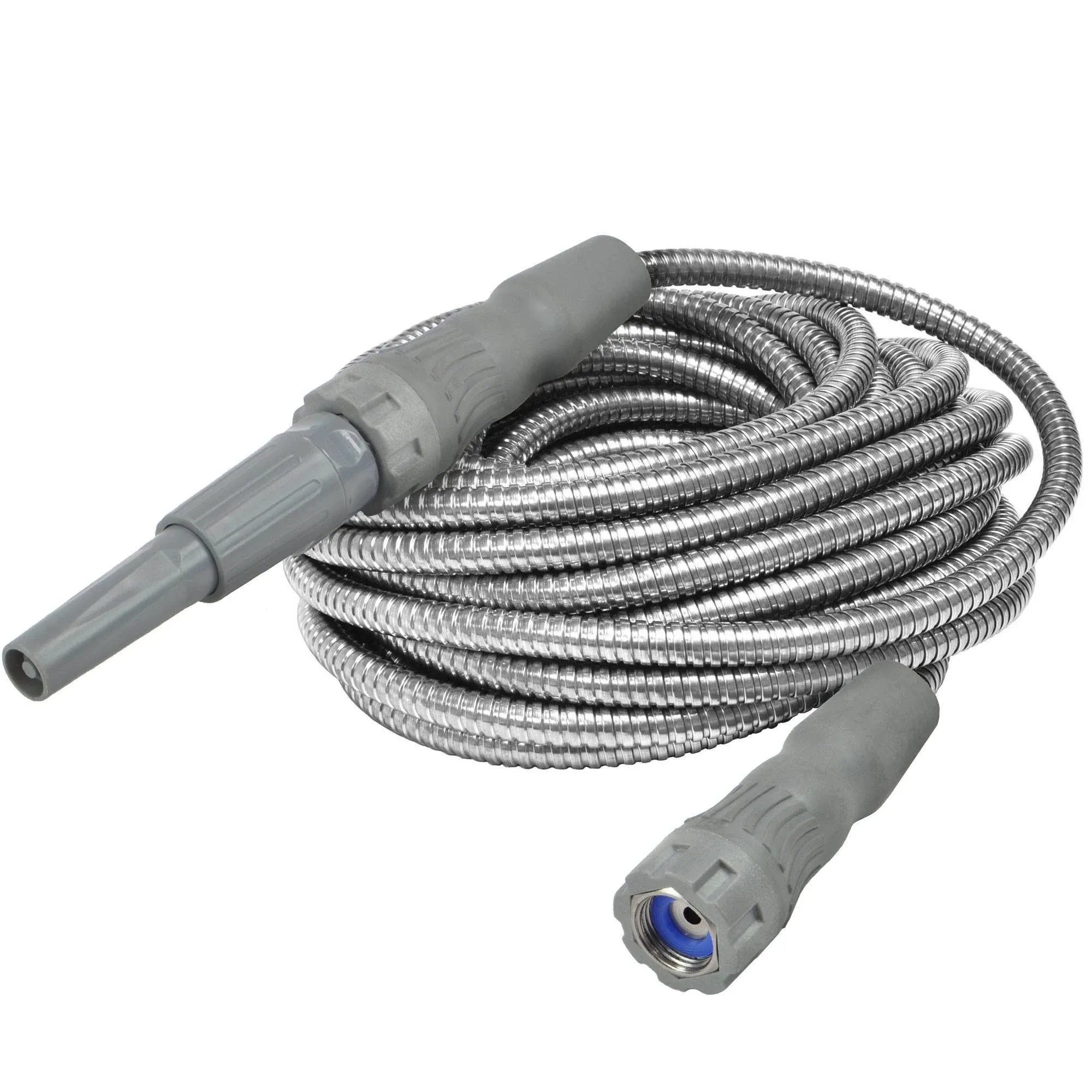 Bernini 50&#039; No-Kink Expandable Metal Garden Hose with New Grip Collar - Gray