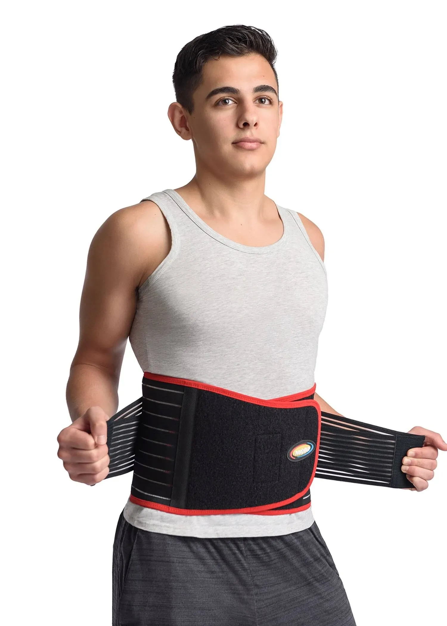     MAXAR Bio-Magnetic Back Support Belt - Black w/Red Trim      