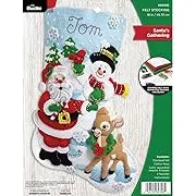 Bucilla Felt Stocking Applique Kit Santa's Gathering