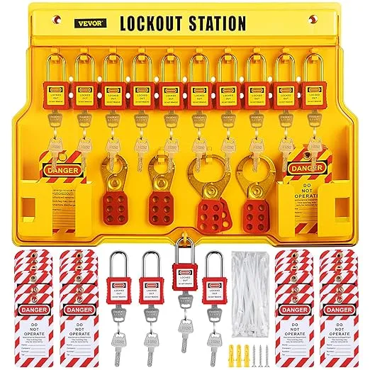 VEVOR 58 PCS Lockout Tagout Kits, Electrical Safety Loto Kit Includes Padlocks, Lockout Station, Hasp, Tags & Zip Ties, Lockout Tagout Safety Tools for Industrial, Electric Power, Machinery