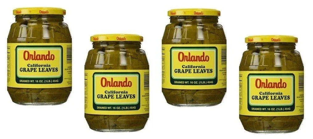 Orlando Grape Leaves California Style Tender Leaves Premium Quality- 16 Oz-475 Gm each. Pack of 4 Jars