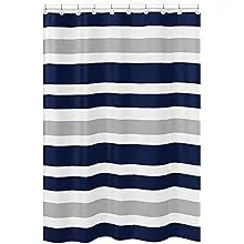 Stripe Navy and Gray Fabric Shower Curtain by Sweet Jojo Designs