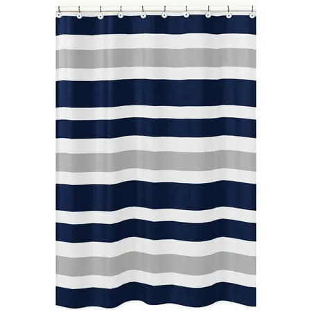 Stripe Navy and Gray Fabric Shower Curtain by Sweet Jojo Designs