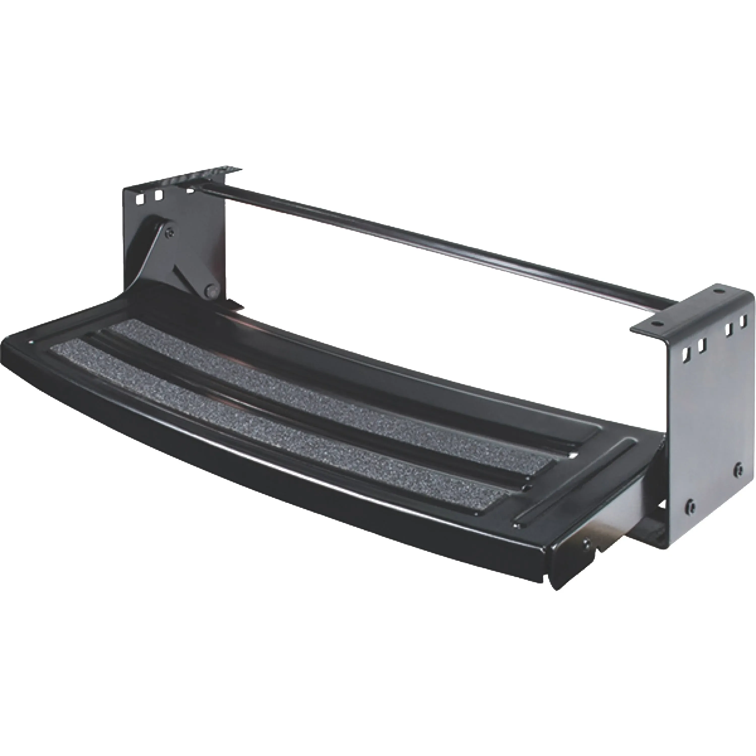 Lippert Components Radius 24" Single Manual RV Step Assembly, 300 lbs. Anti-Slip Steps, Compact One-Hand Expand or Collapse, Black Powder Coat, Travel Trailers, 5th Wheels, Campers - 432678