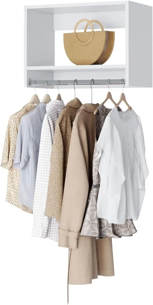 Tall Hanging Closet Unit - Modular Closet System for Hanging - Corner Closet System - Closet Organizers and Storage Shelves (White, 19.5 inches Wide) Closet Shelves