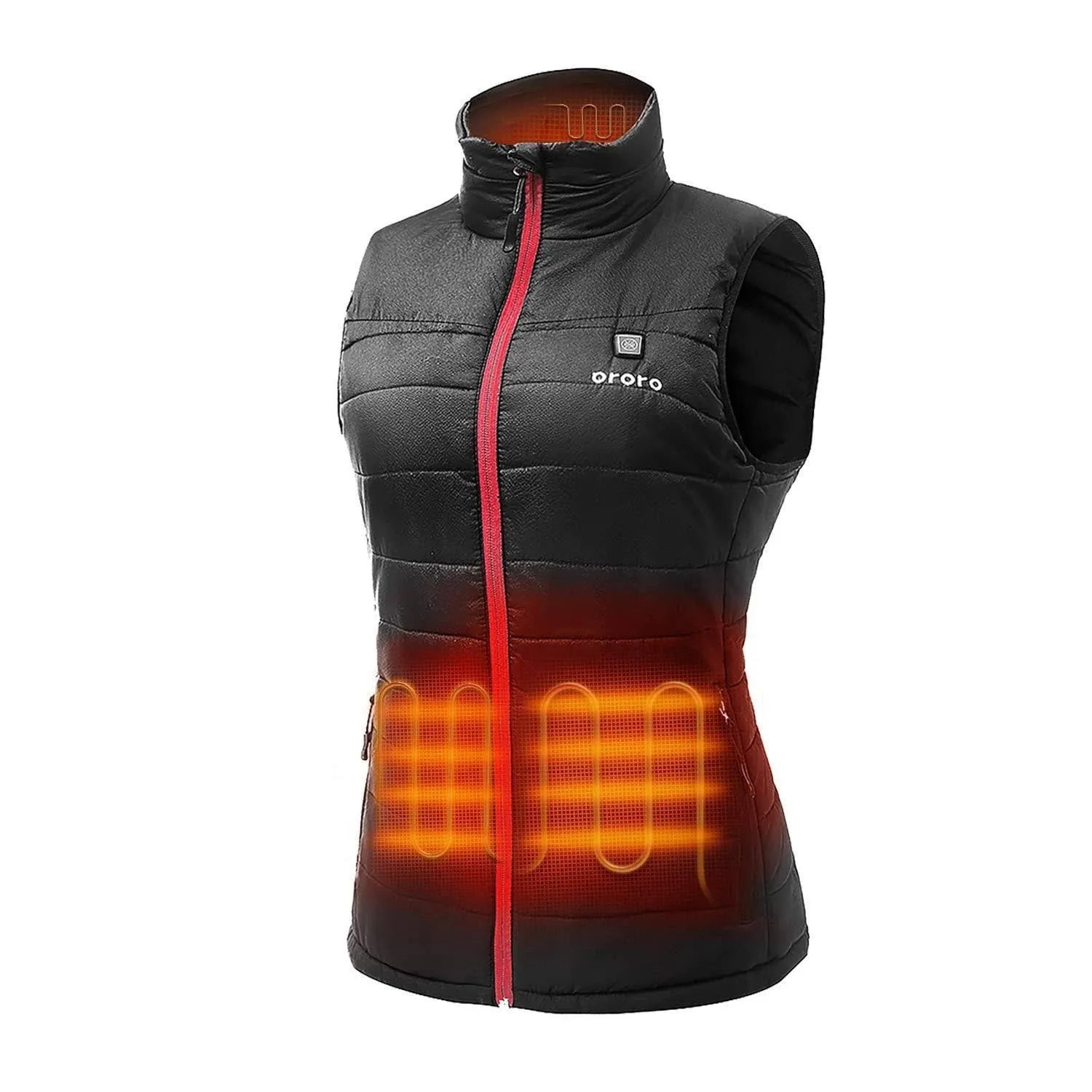 ORORO Women&#039;s Lightweight Heated Padded Vest with Battery Pack Black Size LARGE