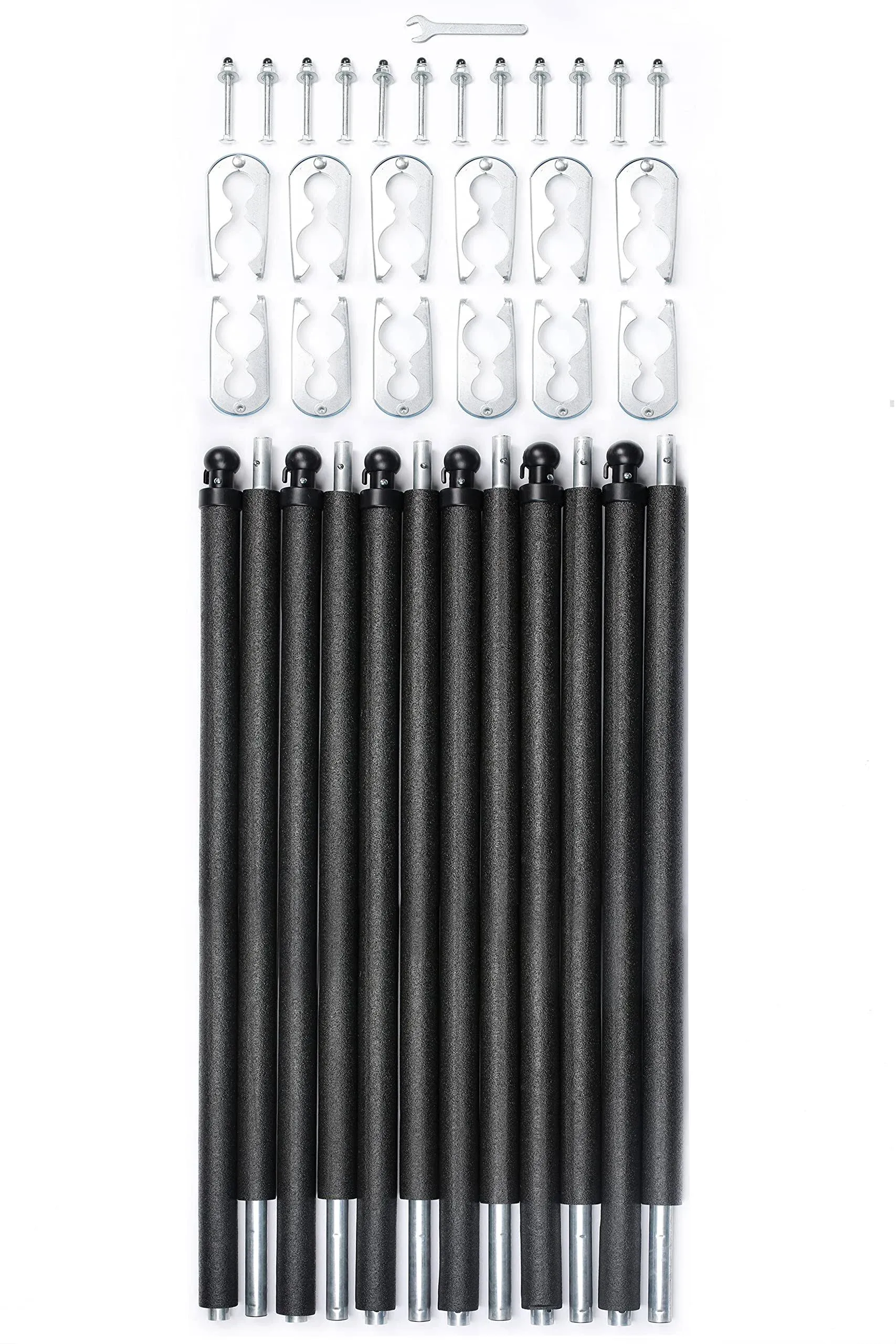 SkyBound Universal Replacement Enclosure Poles and Hardware - Complete Set of 6 Poles - Net not Included - Variety of Colors