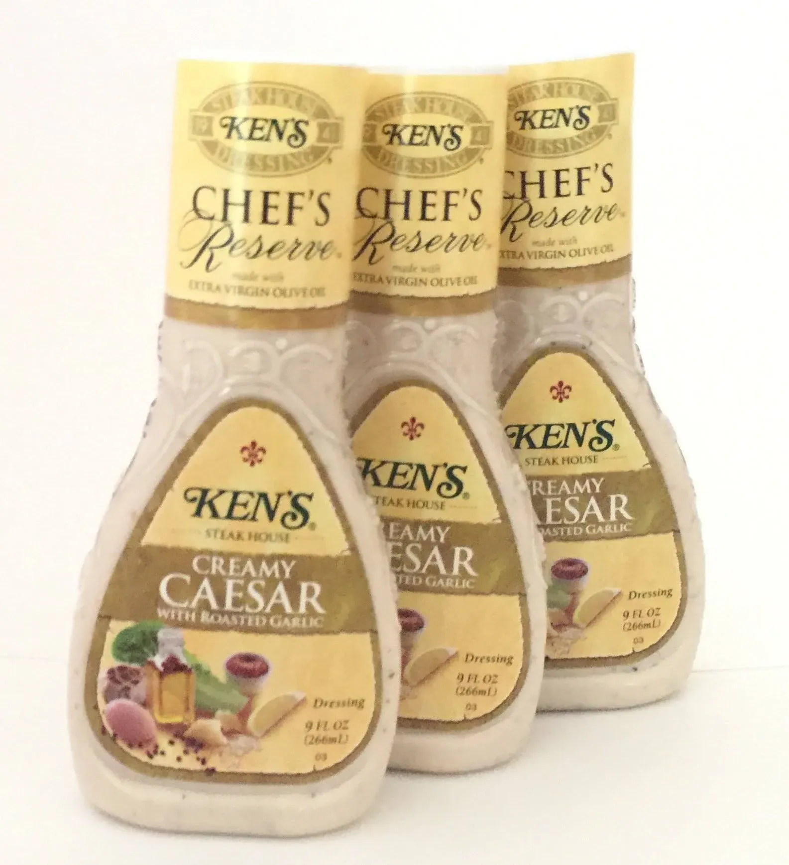 Ken's Steak House Chef's Reserve Creamy Caesar with Roasted Garlic Dressing (9 Fl Oz (Pack of 3))