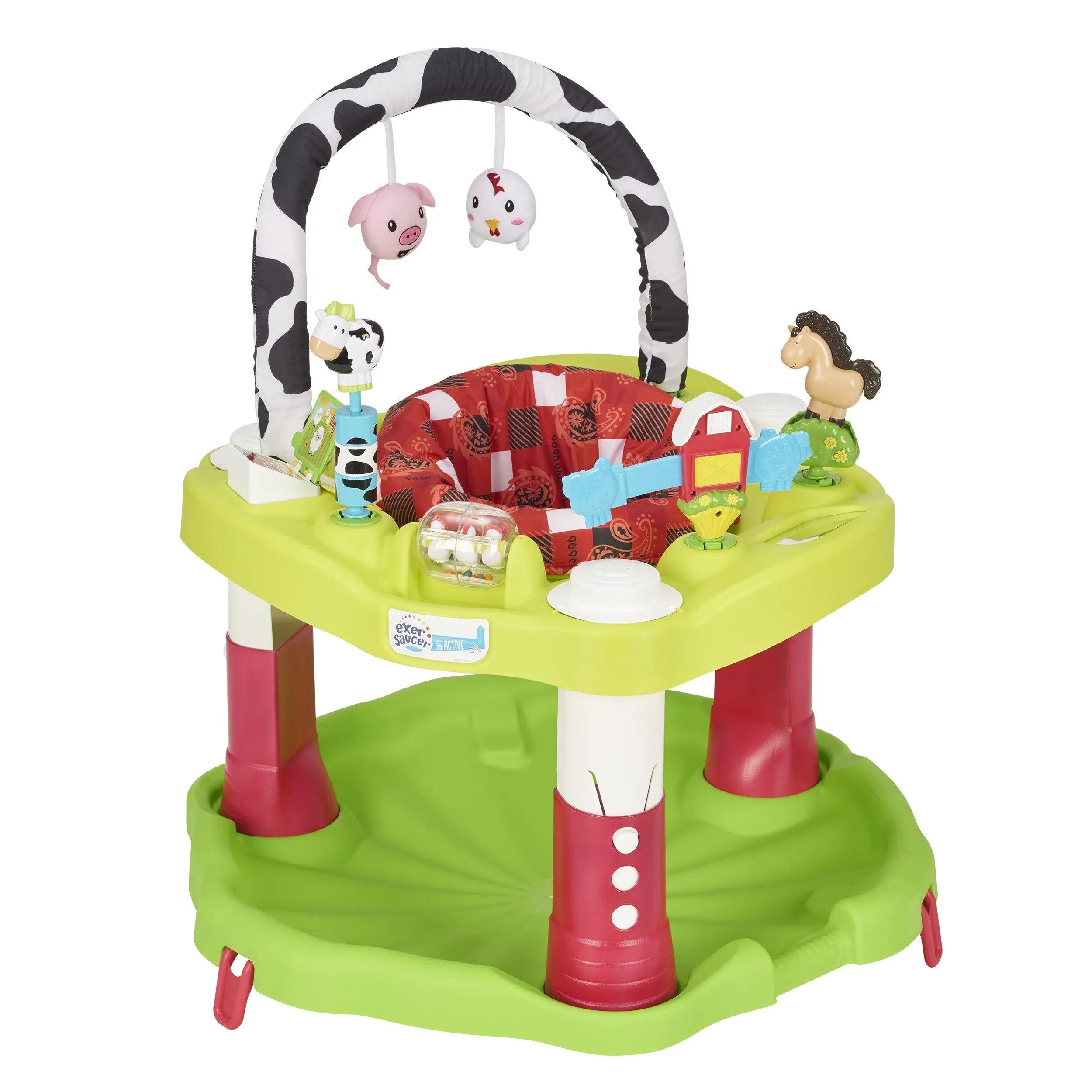 Evenflo ExerSaucer Playful Pastures Baby Bouncer Saucer Activity Center, Green