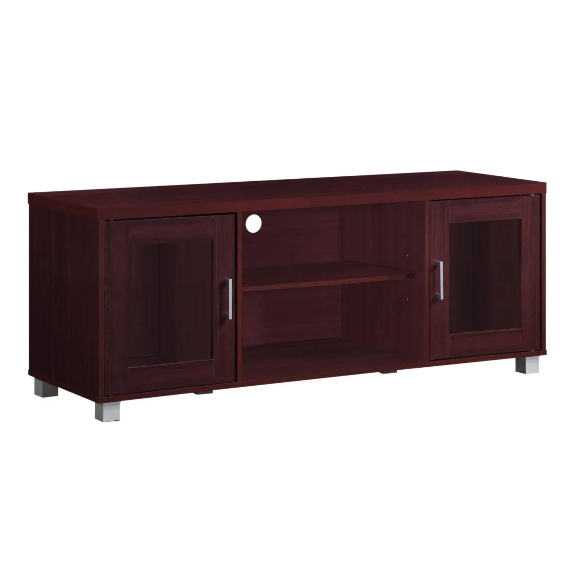 Hodedah 57&#034; Wide 2-Door 2-Shelf Wooden Entertainment Center in Mahogany Finish