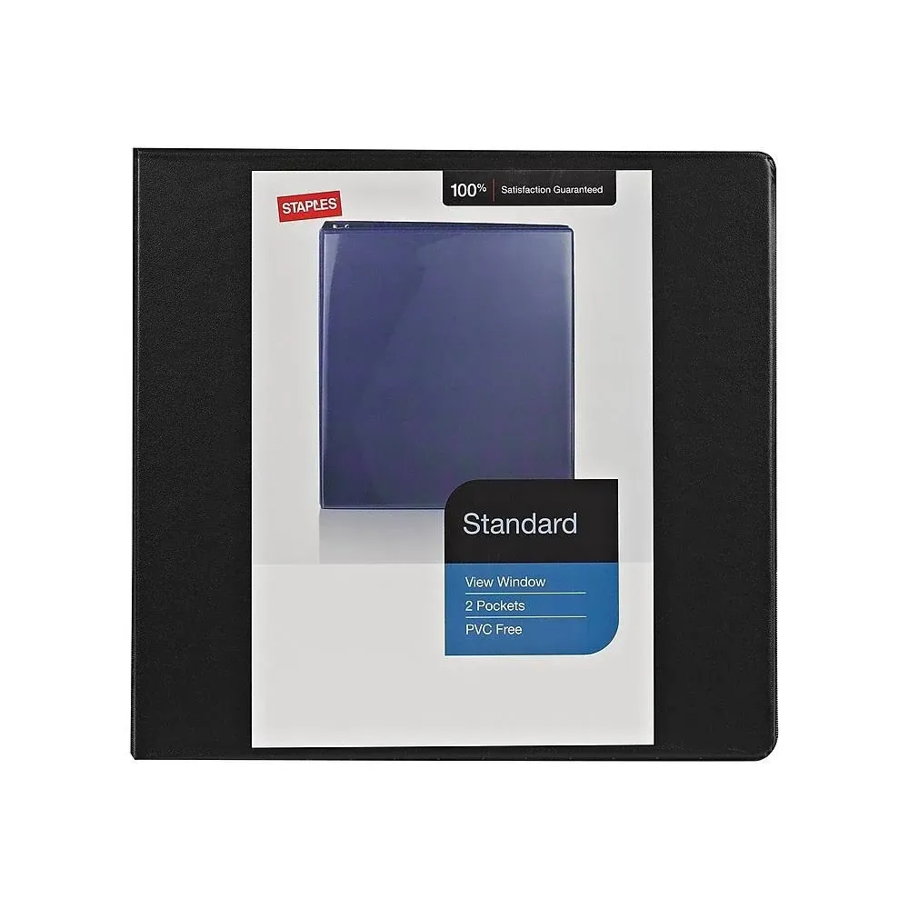 5" Staples Standard View Binder with D-Rings Black 976180