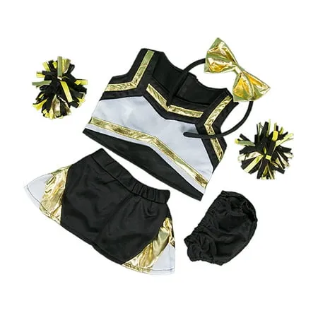 Metallic Gold & Black Cheerleader Teddy Bear Clothes Fits Most 14"-18" Build-A-Bear & Make Your Own Stuffed Animals