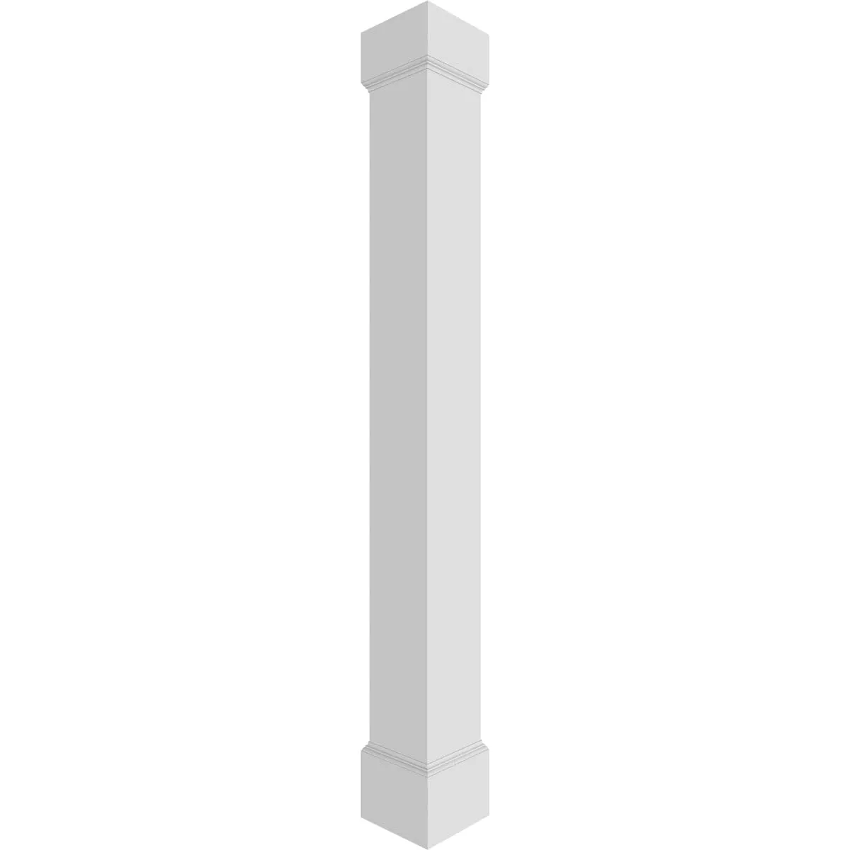 Ekena Millwork CC0808ENPMIMI 8"W x 8'H Premium Square Non-Tapered Smooth PVC Endura-Craft Column Wrap Kit, Mission Capital & Base