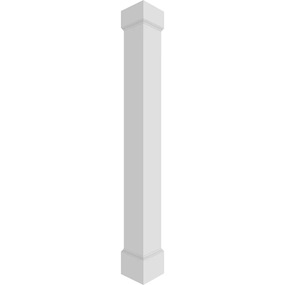 Ekena Millwork 6"W x 8'H Premium Square Non-Tapered Smooth PVC Endura-Craft Column Wrap Kit, Standard Capital & Base