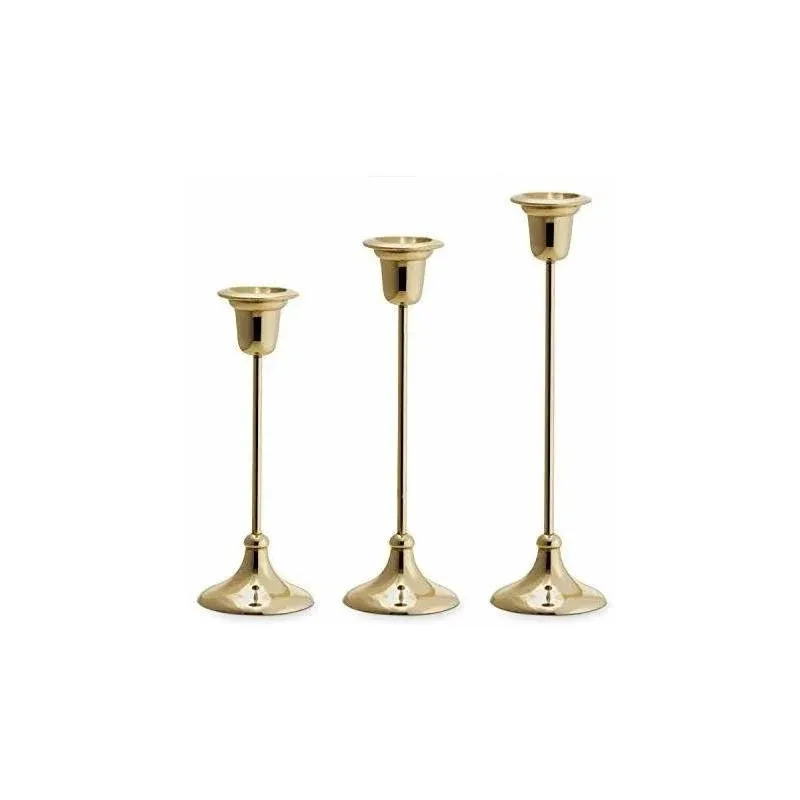 Lamplust Gold Candle Holders Taper Candle Holder, Set of 3 Brass Candlestick ...